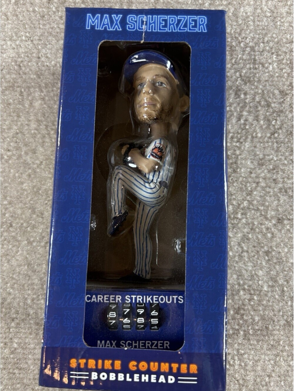 MLB New York Mets Max Scherzer Strikeout Counter Bobblehead 2022 Citi Field SGA
